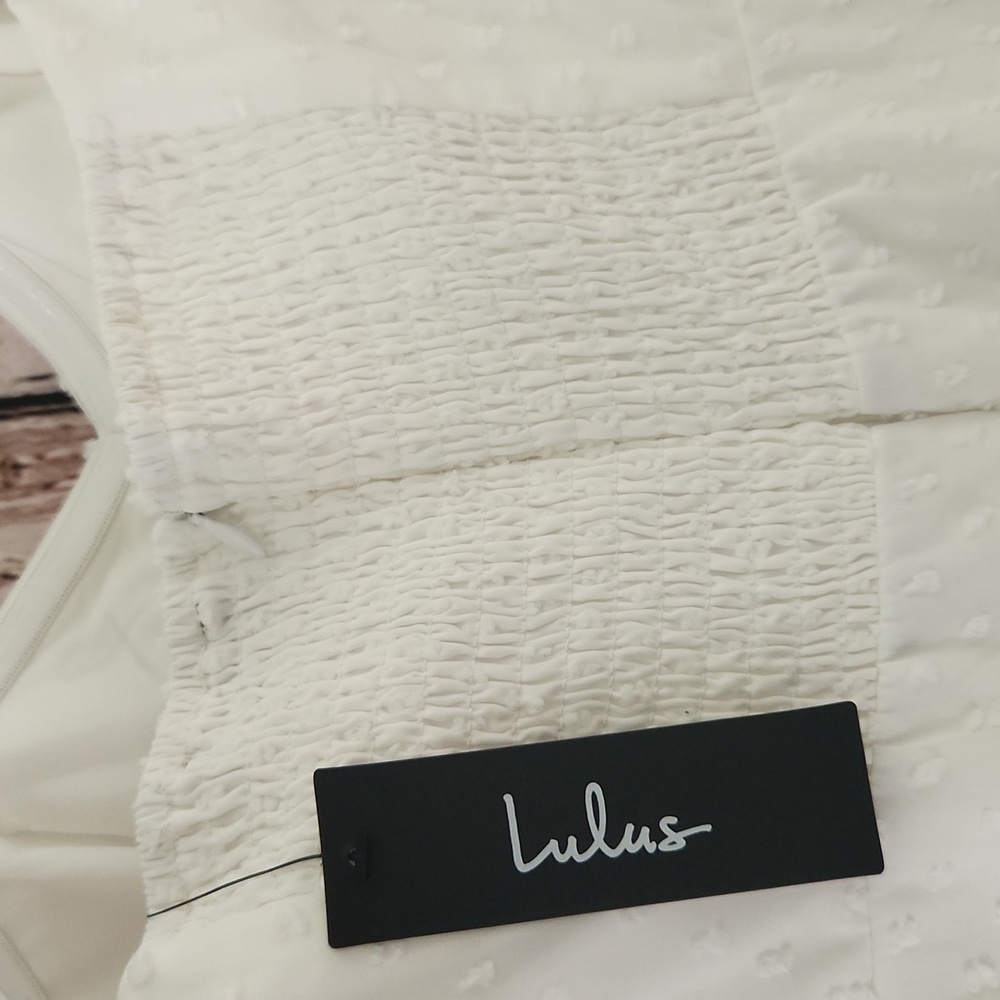 Lulu's Affectionate Aura White Swiss Dot Dress Graduation Wedding Summer - Picture 7 of 7